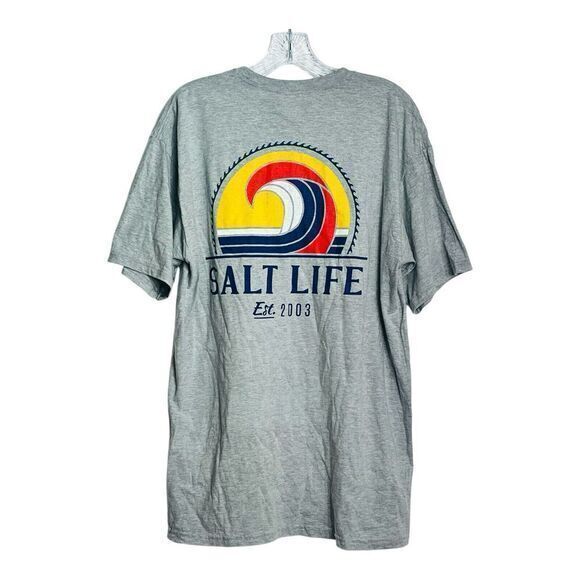 Salt Life Delta‎ Men's T-Shirt Size Large Gray Short Sleeve Cotton Preshrunk - Picture 1 of 6